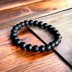 Natural Shungite Bead Bracelet Balancing Protective 8mm Handcrafted